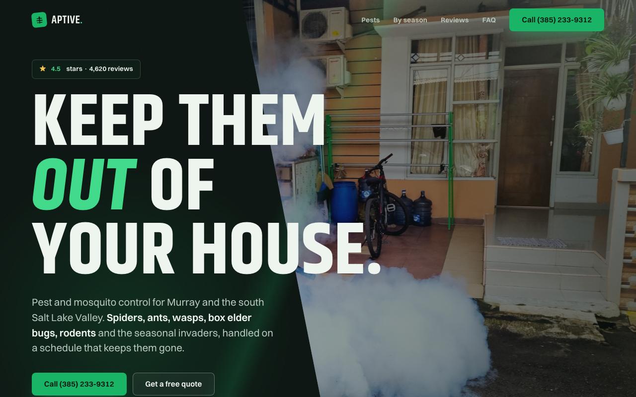 Aptive Pest Control website design