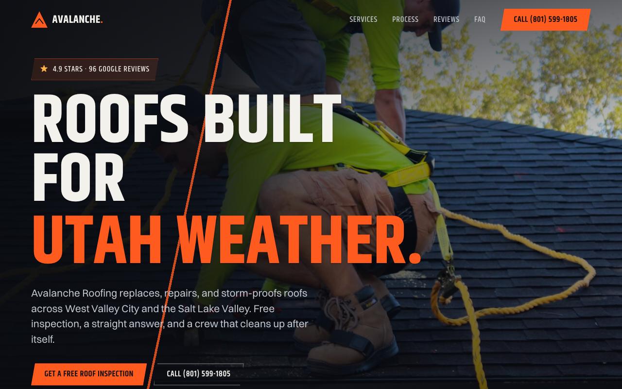Avalanche Roofing Services LLC website design