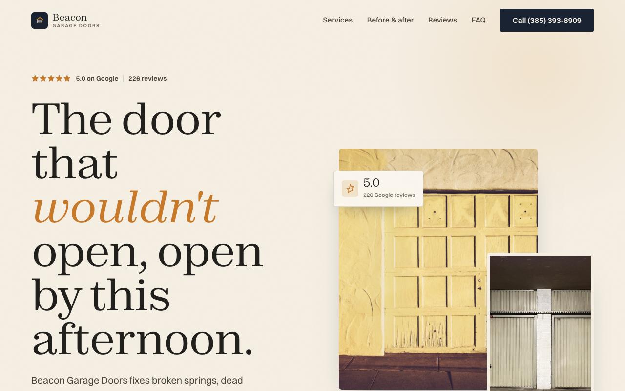 Beacon Garage Doors website design