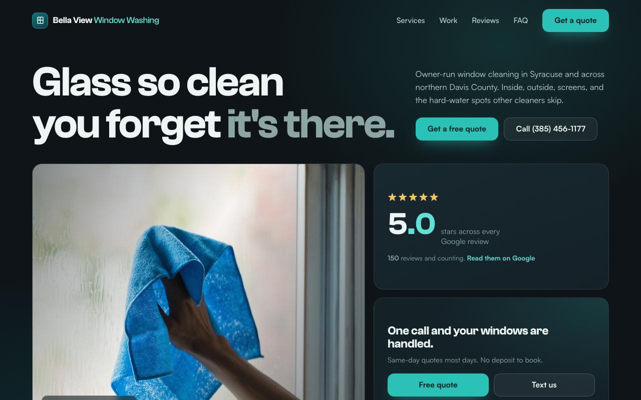 Bella View Window Washing website design
