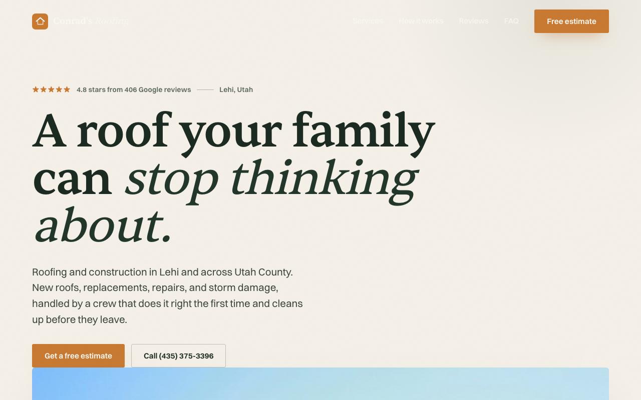 Conrad's Roofing & Construction website design