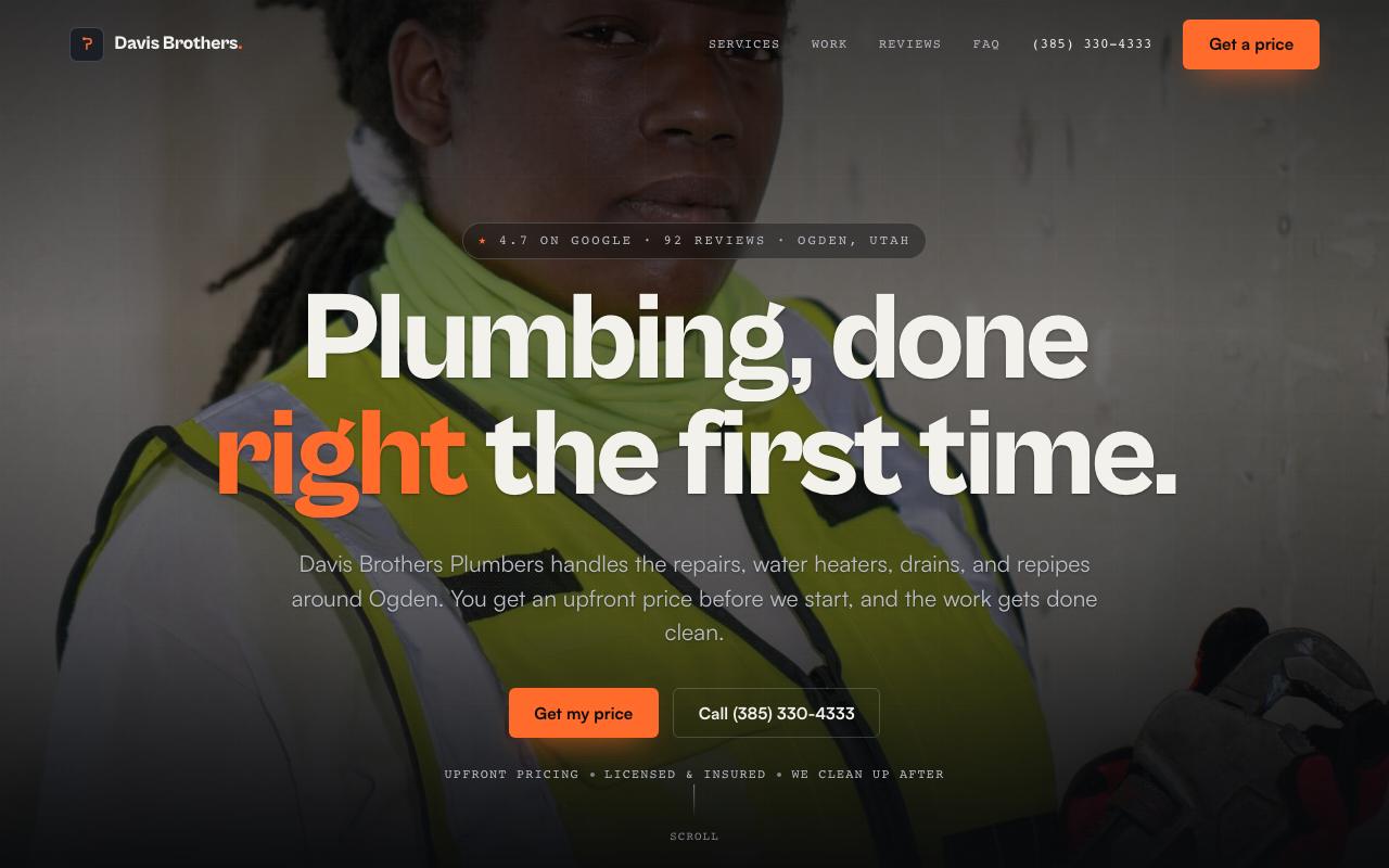 Davis Brothers Plumbers website design