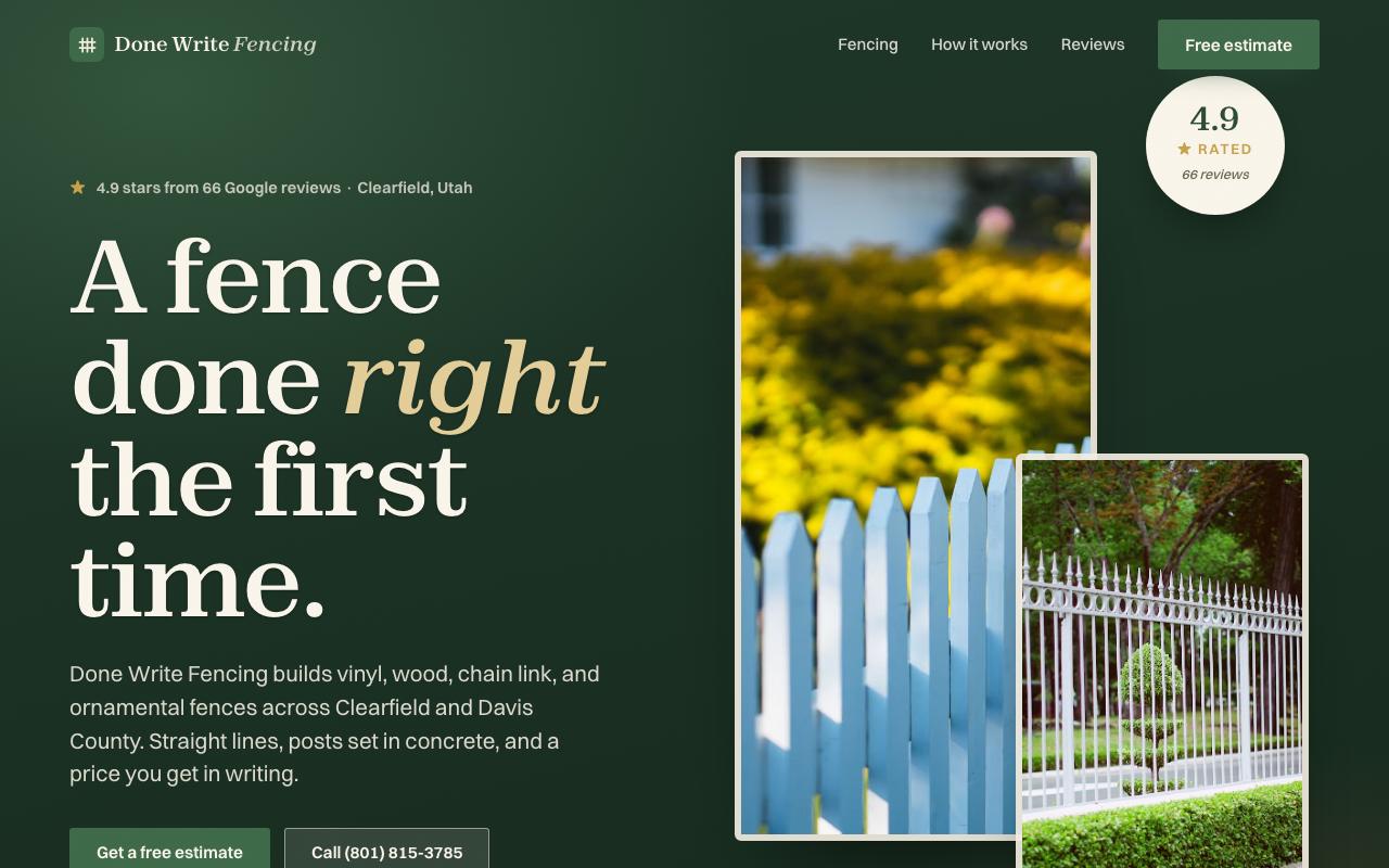 Donewritefencing website design
