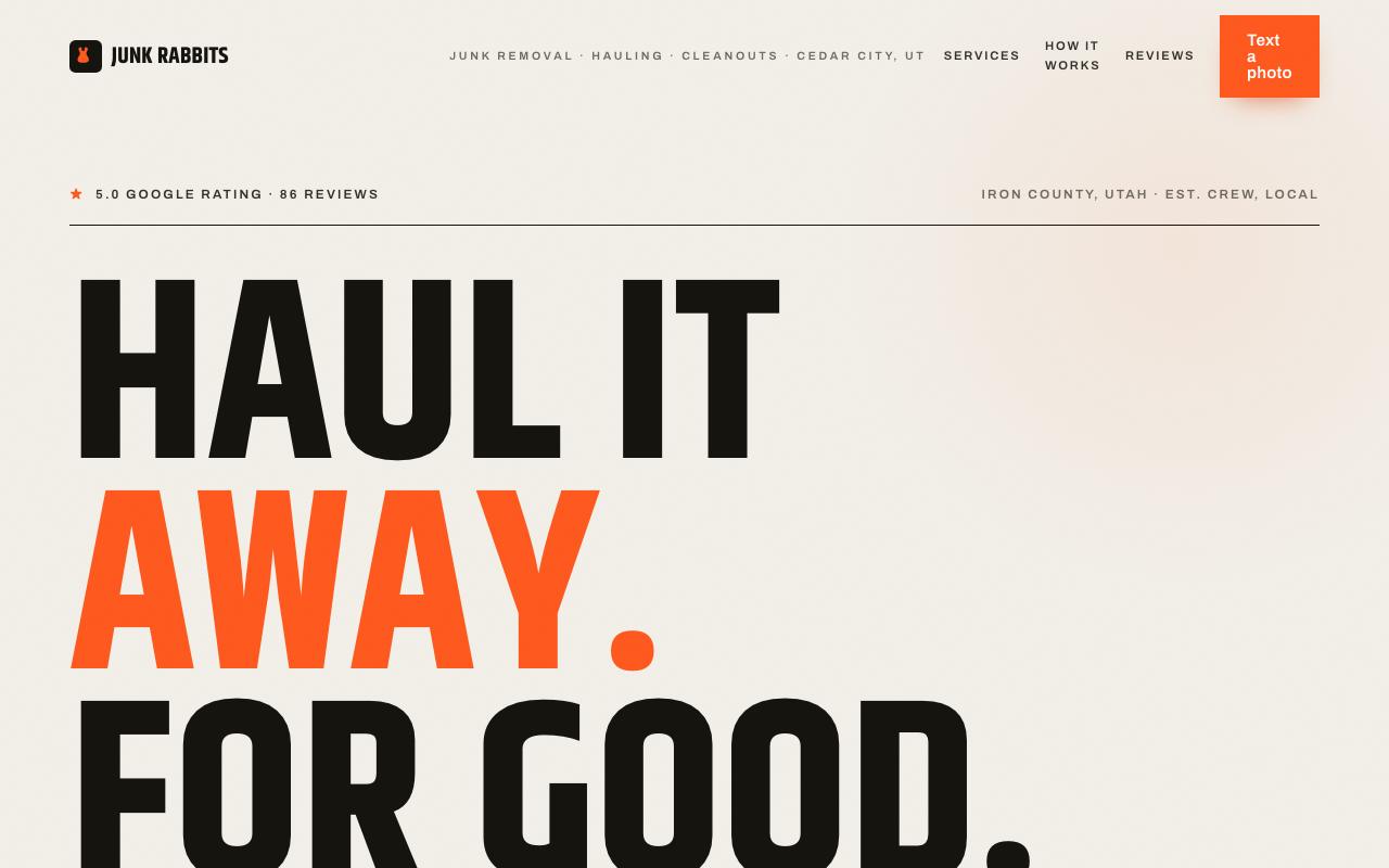 Junk Rabbits website design