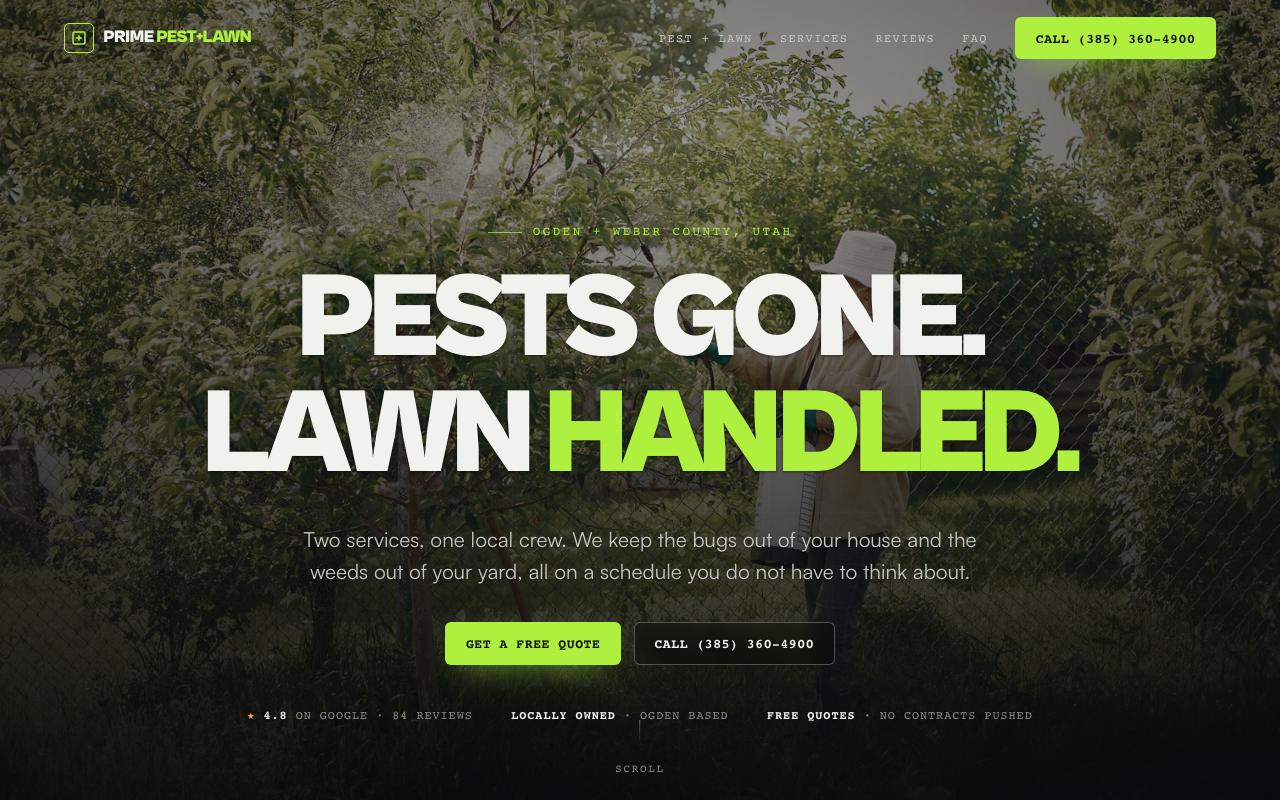 Prime Pest and Lawn - Ogden website design
