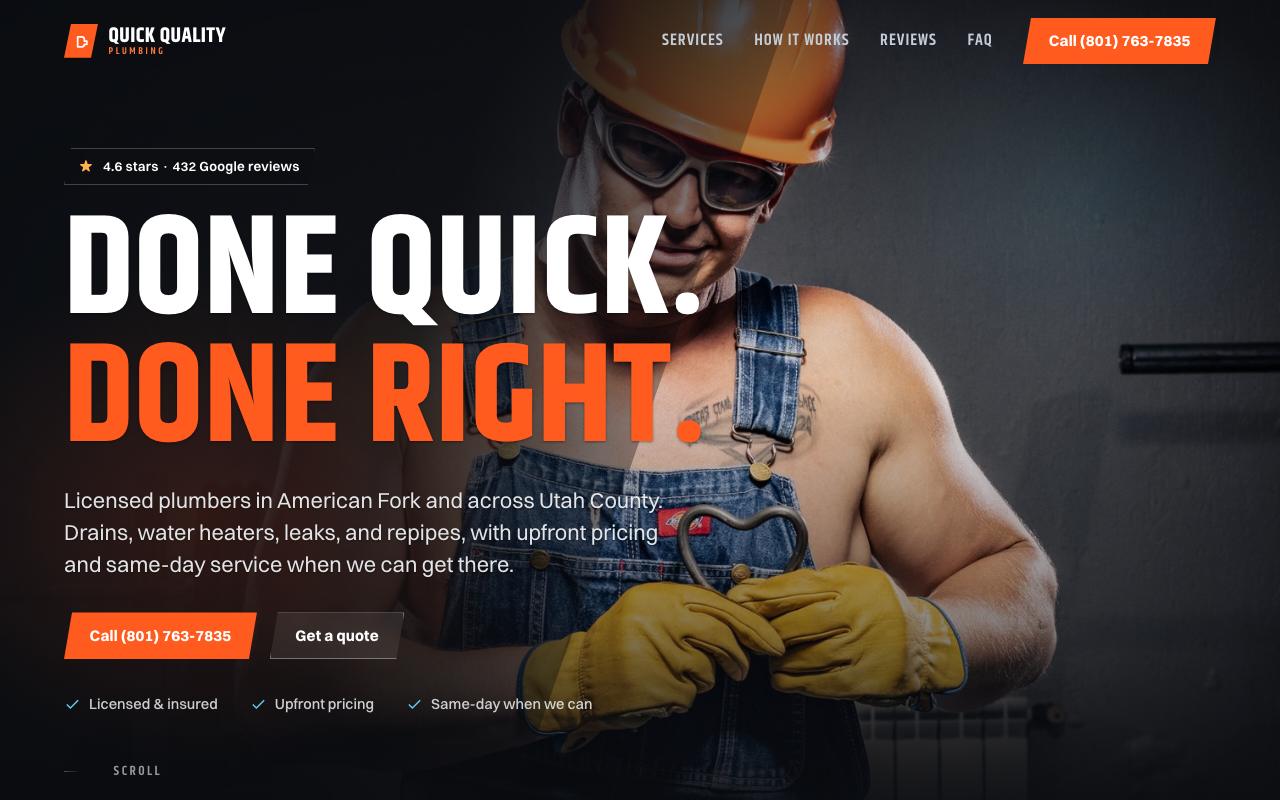 Quick Quality Plumbing website design