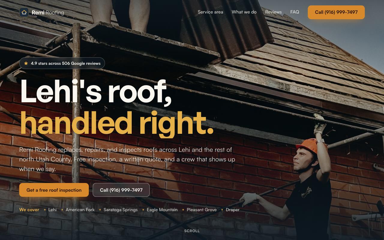 Remi Roofing website design