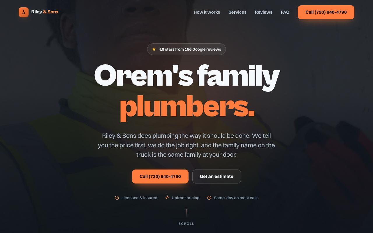 Riley & Sons Plumbing website design