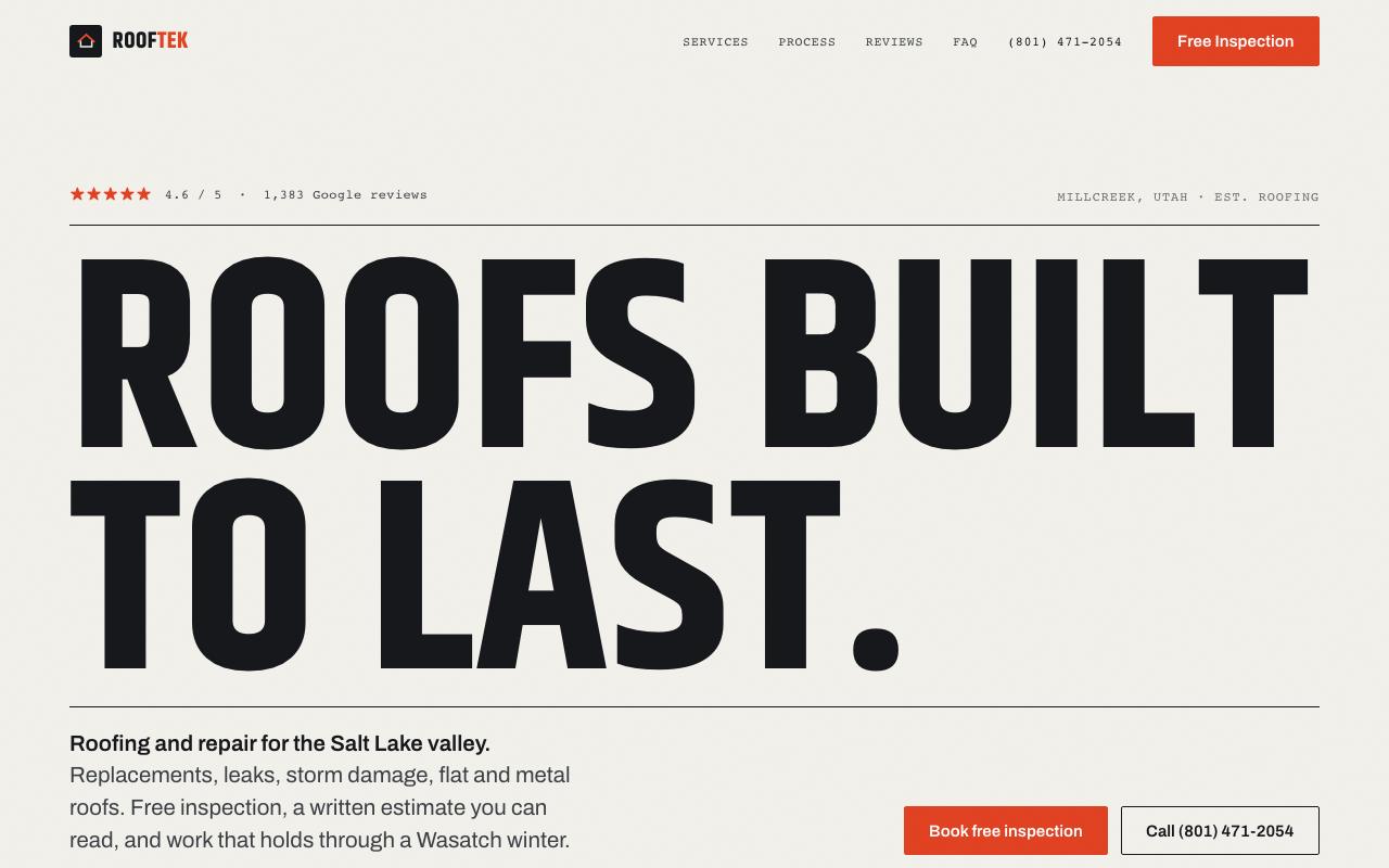 RoofTek website design