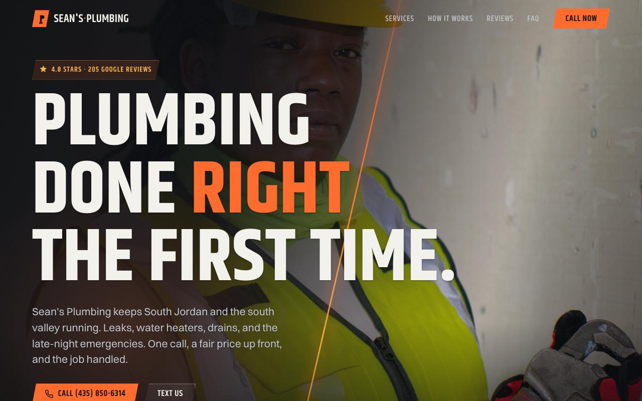 Sean's Plumbing website design
