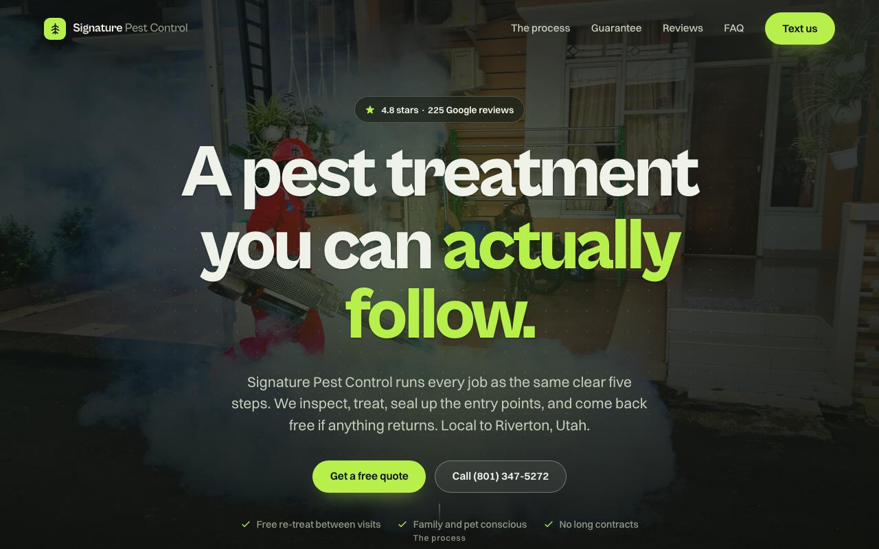Signature Pest Control website design