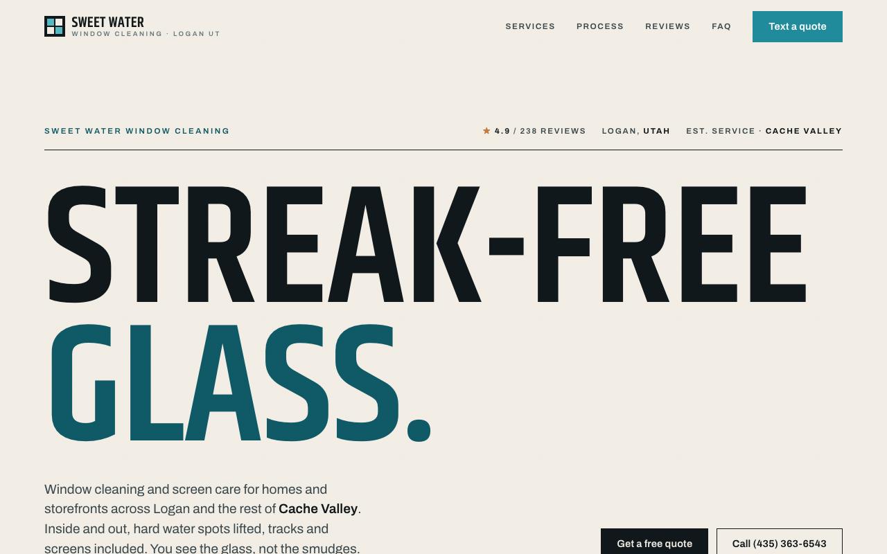 Sweet Water Window Cleaning website design