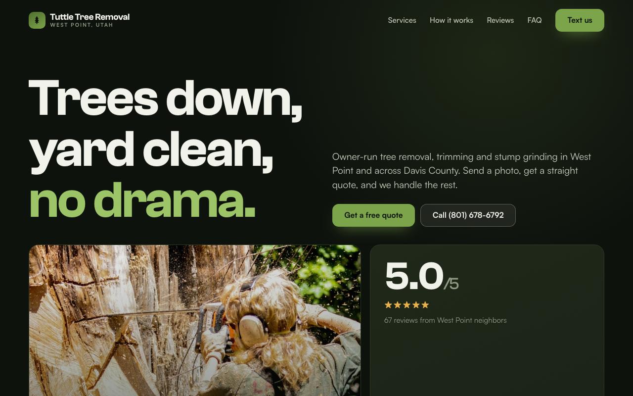 Tuttle Tree Removal website design