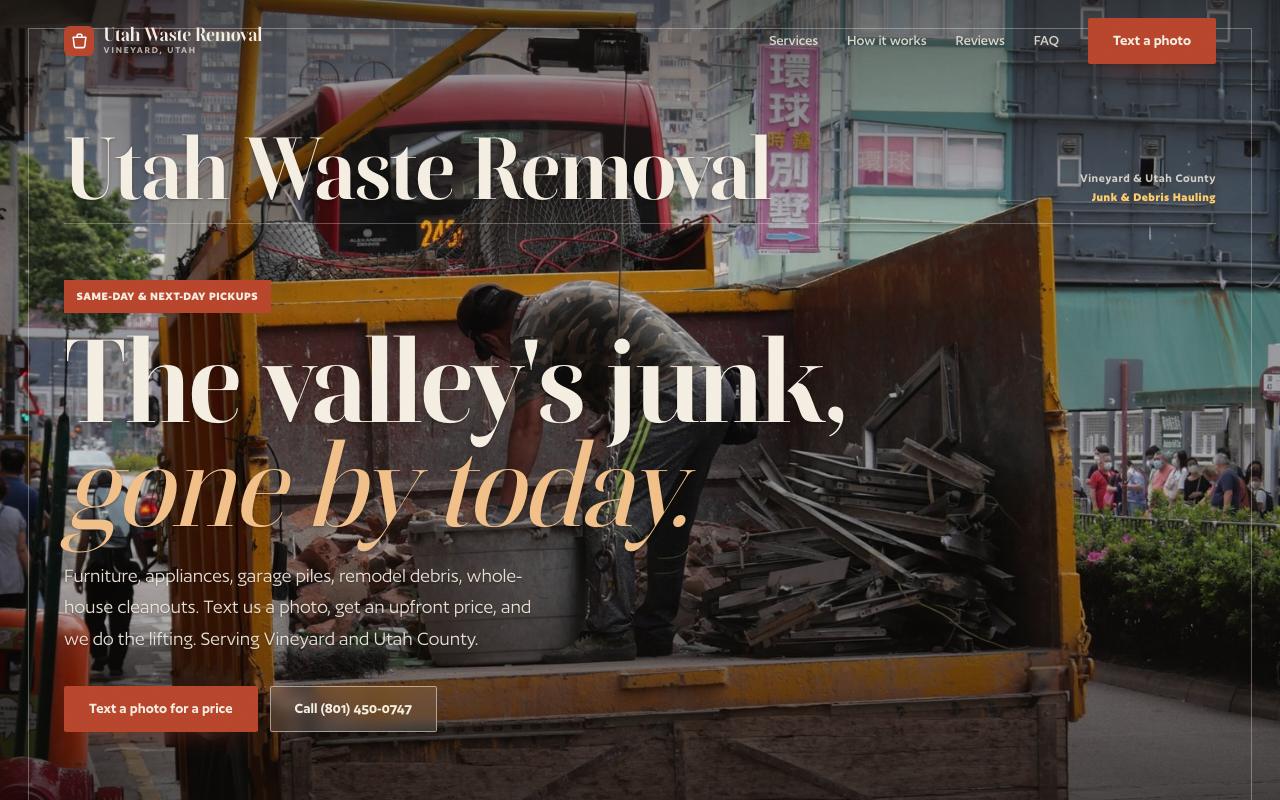Utah Waste Removal website design